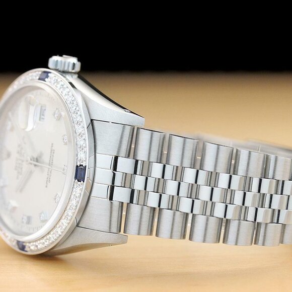 Sale! Rolex Sapphire 36mm Date 18k White Gold Watch - Picture 4 of 8